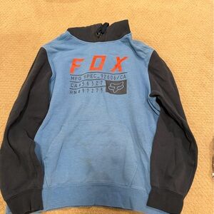 Fox Blue and Black Sweatshirt with Red Accents